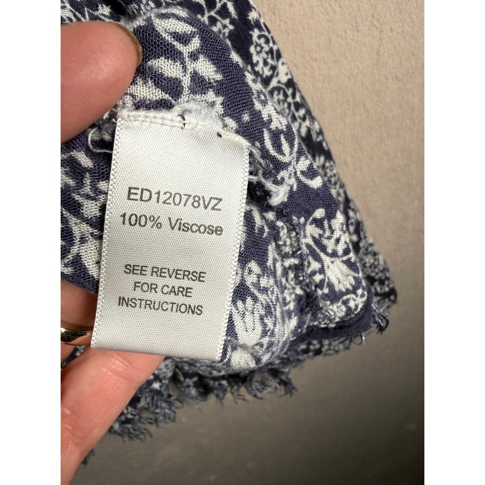 En Creme Boho Mandala Print Mini Dress Womens Medium Navy Blue Excellent Frayed - Picture 2 of 9